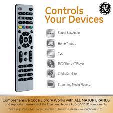 Ge 4 Device Universal Remote Works With Smart Tvs Lg Vizio Sony Blu Ray Dvd Dvr Roku Apple T Universal Remote Control Remote Control Streaming Devices