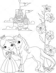 Beautiful Princess And Unicorn Coloring Page Stock Vector Image By C Dazdraperma 5173945