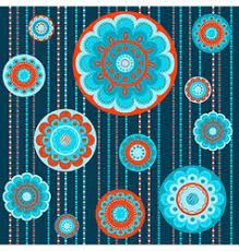 Seamless watercolor floral pattern of orange rose and leaves. Orange And Turquoise Flowers Vector Images Over 340