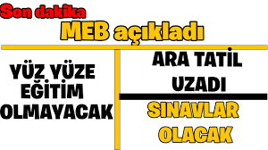 Milli eğitim bakanlığı haberleri ve son dakika gelişmeleri için tıklayın! Son Dakika Meb Acikladi Yuz Yuze Egitim Olmayacak Ara Tatil Uzadi Sinavlar Olacak Youtube