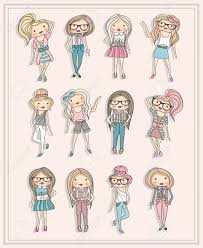 Hello & welcome to the third installment of anime inspired hairstyles!! Cartoon Girls Fashion Children Set Of Cute Girls With Fashionable Clothes Hairstyles And Glasses Royalty Free Cliparts Vectors And Stock Illustration Image 11990851