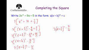 Turning points from completing the square. Completing The Square 2 Corbettmaths Youtube