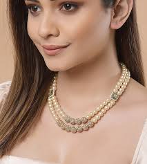 Buy Green & Gold Haar Necklace With Kundan & Pearls for Women Online @ Tata  CLiQ Luxury
