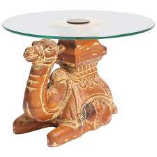 Find great deals on ebay for elephant wood carving. Vintage Carved Wood Camel Side Table With Glass Top For Sale At 1stdibs