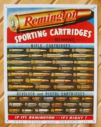 Remington Sporting Cartridges Ammo Chart Tin Sign Metal Hunt Gun Wall Decor 1001