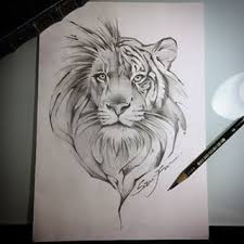 Half animal face half skull drawing. Half Lion Face Tattoo Drawing Peepsburgh