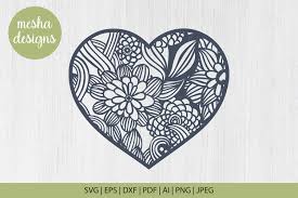Download Flower Heart Frame Paper Cut Template Graphic By Diycuttingfiles Creative Fabrica PSD Mockup Templates