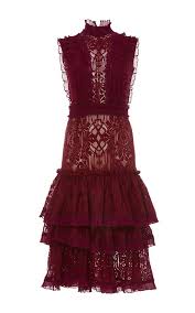 Tower Tiered Ruffle Lace Dress By Jonathan Simkhai Moda Operandi Lace Dress Lace Mesh Dress Red Lace Dress