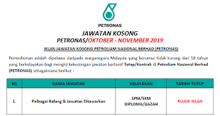 Cara memohon jawatan kosong petronas ict. Jawatan Kosong Di Petronas Pelbagai Bidang Jawatan Jawatan Kosong Kerajaan Swasta Terkini Malaysia 2021 2022