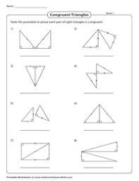 When two triangles are congruent they will have exactly the same three sides and exactly the same three angles. Congruent Triangles Worksheets