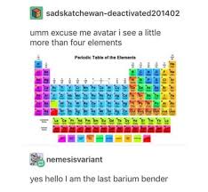 I Am The Last Fluorine Bender How You Doing Tumblr Stuff Periodic Table Of The Elements Funny