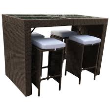 The seats feature additional reinforcement to keep the wicker. Milanooutdoor 4 Seater Arcon Pe Rattan Outdoor Bar Table Set Reviews Temple Webster