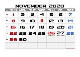 Free Printable November 2020 Calendar Free Printable 2020 Monthly Calendar With Holidays In 2020 Printables Calendar Printables Calendar