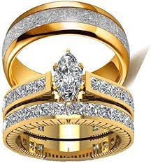 His And Her Gold Wedding Rings Wedding Rings Engagement Wedding Ring Sets Titanium Wedding Band Mens