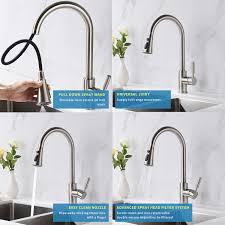 This helps you cover a larger area within the sink and finishes your work very quickly. Cost Effective Cakiong Unique Three Ways Of Effluent Are Kitchen Tap With Single Handle High Radian And Pull Down Sprinkler And Solid Brass Black Kitchen Sink Mixer Tap Kitchen Home Big Sale Www Misrtalateen Com