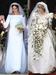 See the royal wedding tiaras worn by royal brides from meghan markle to kate middleton, princess diana to queen elizabeth. Princess Diana S Wedding Dress Designer Praises Meghan Markle S Elegant And Classic Gown Princess Diana Wedding Dress Royal Wedding Dress Princess Diana Wedding