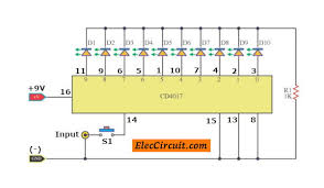 This circuit shows the familiar lights which are used on police cars. Electronic Projects Circuits Led Flasher