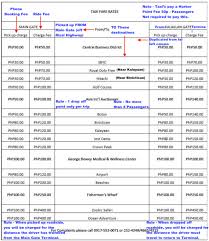 Subic Taxi Cab Fares And Rates Contact Number