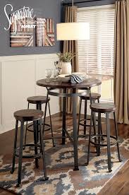 Challiman Round Dining Room With Bar Stools Casual Dining Ashley Furniture Mesas Altas De Bar Mesa Alta Table Office