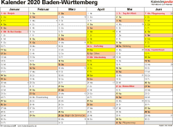 Kalender 2020 ferien baden württemberg 2021. Kalender 2020 Baden Wurttemberg Ferien Feiertage Excel Vorlagen