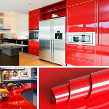 How to make over a kitchen with contact paper covering. Livelynine Red Contact Paper Self Adhesive Wall Paper Decorations Peel And Stick Wallpaper Kitchen Cabinets Countertops Appliances Red Vinyl Adhesive Shelf Liners Removable Waterproof 15 8x78 8 Inch Amazon Com