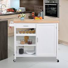 The casters on this portable island allow you to easily move the cart at any time, and can be locked into place for added safety. Buy Charavector Kitchen Island On Wheels White Rolling Kitchen Serving Carts With Storage Wooden Mobile Island With Drawer Hidden Cabinet Handle Rack Wine Bottle Rack For Home Style Online In Hong Kong B08w2c897b