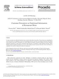 Mohd salehuddin mohd zahari*, fadzillah mohd shariff and tuan ahmad tuan ismail faculty of hotel and tourism management, universiti teknologi mara puncak alam malaysia corresponding email: Consumer Perception On Nutritional Information In Restaurant Menu Survey Methodology Menu