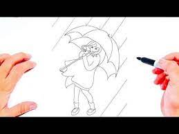 رسم فتاة تحمل مظلة تحت المطر رسم سهل طريقة رسم بنت مع مظلة تعليم الرسم easy drawings youtube art humanoid sketch