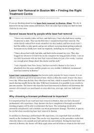 After laser hair removal, you will have less hair, finer hair and lighter colored hair in the treated site. Laser Hair Removal In Boston Ma Finding The Right Treatment Centre By Glomedicalaesthetics Issuu