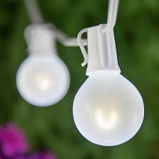 Patio Lights Cool White Satin Flexfilament Led Lights G50 Bulbs On White Wire