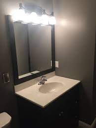 Winnette espresso vanity set with mirror. Homemade Espresso Mirror Frame To Match Vanity Mink Wall Color Bathroom Mirror Mirror Mirror Frames