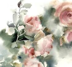 Roses Art Print Pink Green Floral Watercolor Print Loose Style Painting Art Flowers Wall Fine Art Print Acquerello Acquerello Floreale Dipinti Ad Acquerello
