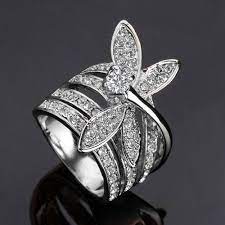 Dragonfly Ring Good Luck Ring White Gold Cz Women Statement Ring 534 Dragonfly Jewelry Fashion Wedding Jewelry Beautiful Jewelry