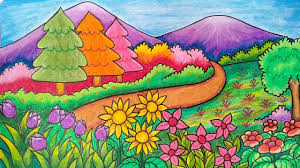 Cara menggambar taman dan bukit hijau 3). Cara Menggambar Taman Bunga Menggambar Dan Mewarnai Taman Bunga Youtube