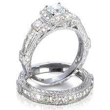 Penelope S Antique Style Imitation Diamond Wedding Ring Set Antique Wedding Rings Diamond Engagement Rings Vintage Antique Style Wedding Rings