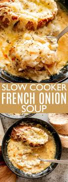 Slow Cooker French Onion Soup A Classic French Onion Soup Prepared In The Crockpot Crockpot Soup Recipes Soup Recipes Slow Cooker Vegetarian Crockpot Recipes