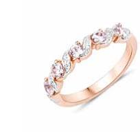 Peach Morganite and White Topaz Sterling Silver 5 StoneHalf Eternity Band  Ring Gift For Women