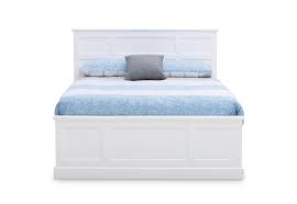 Barossa queen timber bedroom suite 1 x bed 2 x bedside chest table 35mm slats. White Chrystelle King Bed Amart Furniture