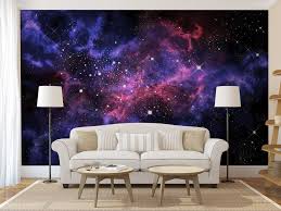 Blue Purple Galaxy Wall Mural Self Adhesive Peel And Stick Large Photo Mural Wallpaper Ceiling Sticker Small Bedroom Remodel Remodel Bedroom Guest Bedroom Remodel