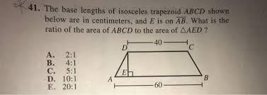 Given this, how do you find the base of a trapezoid without the area? 41 The Base Lengths Of Isosceles Trapezoid Abcd Chegg Com