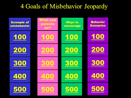 4 Goals Of Misbehavior Jeopardy 100 Ways To Encourage What