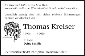 Traueranzeigen von Thomas Kreiser