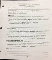 Solved Name Application Questions Igneous Rocks Nformati
