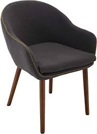 New Brage Living Wood Leg Upholstered Padded Fabric Dining Chair Dark Grey Furniture 94 99 Me Fabric Dining Chairs Dining Chairs Upholstered Dining Chairs