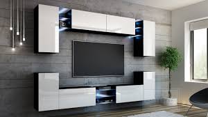 Glänzende oberflächen und cleanes design. Kaufexpert Wohnwand Splash Weiss Hochglanz Schwarz Mediawand Medienwand Design Modern Led Beleuchtung Mdf Hochglanz Hangewand Hangeschrank Galaxy Tv Wand