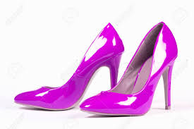 Lacquered Shiny Purple Shoes High Heels On White Background Stock Photo Picture And Royalty Free Image Image 80565128