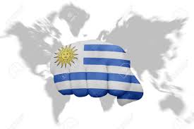 Puno Con La Bandera Nacional De Uruguay En Un Fondo De Mapa Mundial Fotos Retratos Imagenes Y Fotografia De Archivo Libres De Derecho Image 58416345