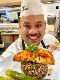Corporate Chef Kamal Rose presented a #cheftable at Amex, where he served  BBQ Shrimp With Blackeyed Pea Salad, Plantain Roulade and Cilantro Pesto.  #cheflife #chefsoninstagram #thompsonhospitalityjv