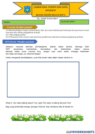 Beranda › soal kelas 8 semester 2 › contoh soal ulangan harian ipa kelas 8 semester 2. Recount Text Worksheet Interactive Worksheet
