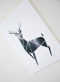 Black Geometric Art Modern Deer Decor Poster Antler Print Triangle Wartatercolor Deer Art Boho Chic Print Scandinavian Wall Art Animal Decor Geometric Deer Geometric Art Animal Geometric Art